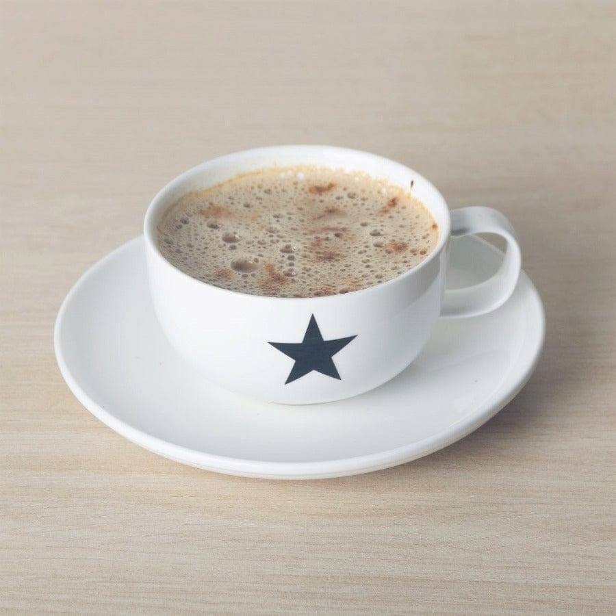 Porcelain Coffee Cup and Saucer Set - Black Star - Image 4