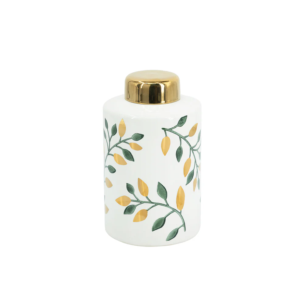 Porcelain Lidded Jar - Ash Leaves - Image 3