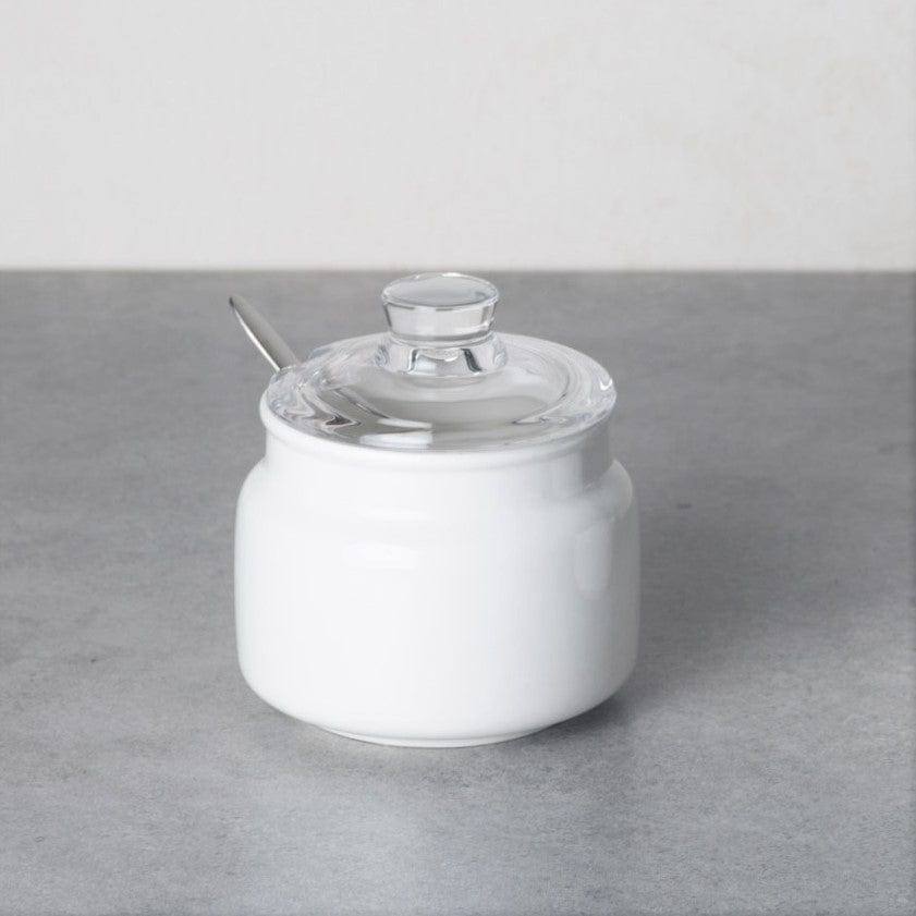 Porcelain Seasoning Jars with Glass Lid, Set of 2 - White - Image 3
