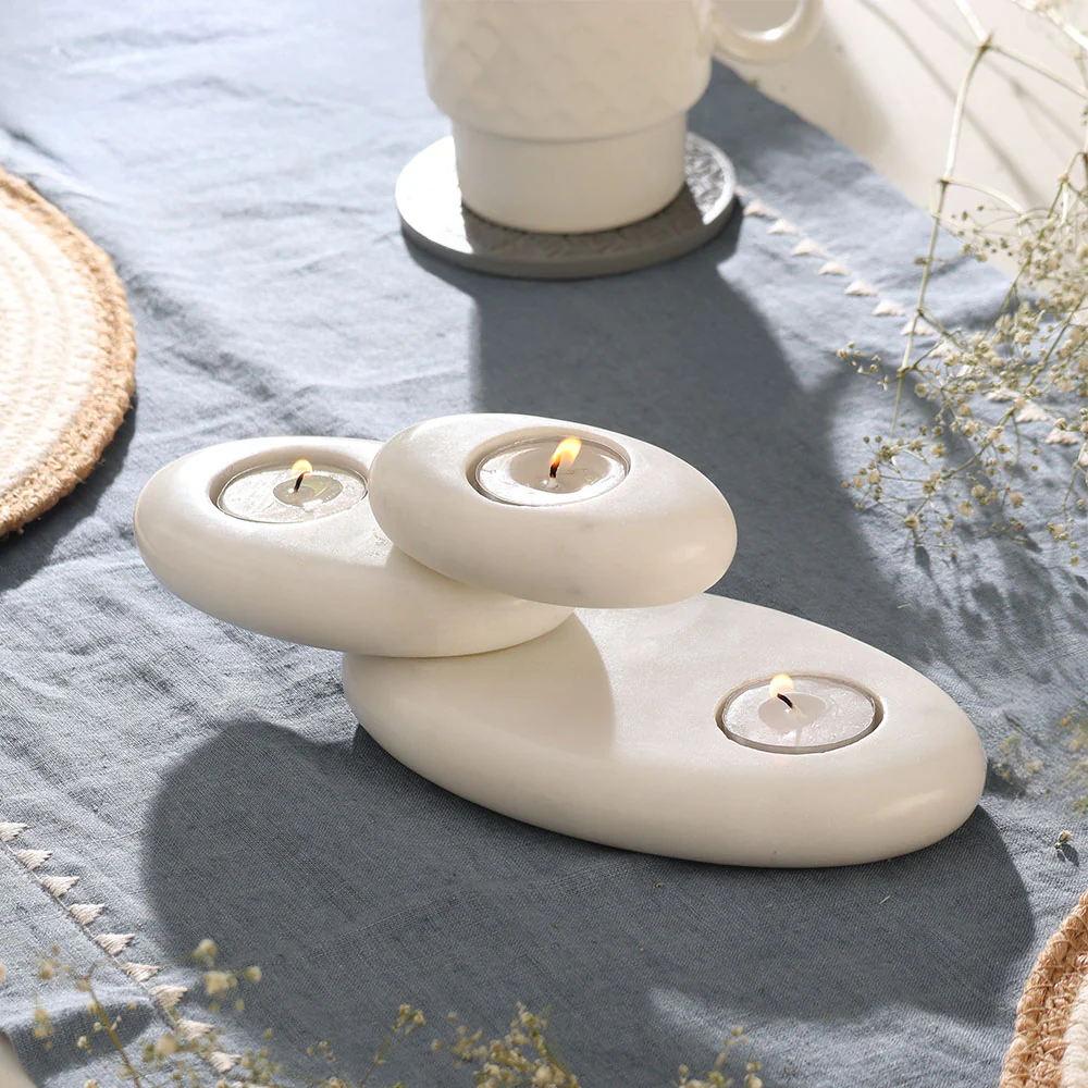 Portia Tiered Tealight Holder - White - Image 5