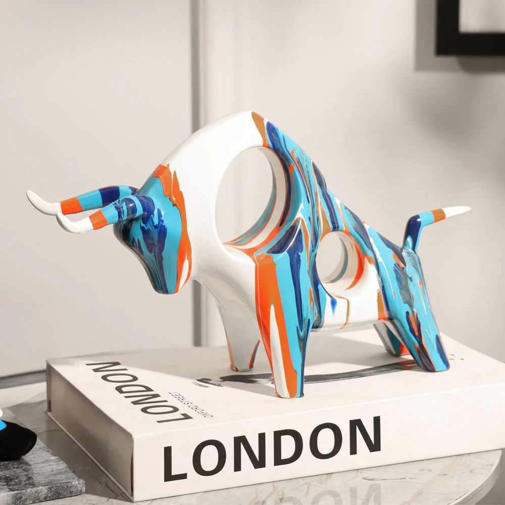 Prime Bull Decorative Sculpture - Splash Blue - Image 2