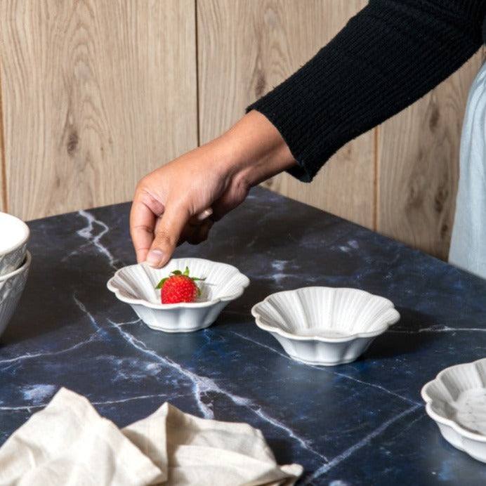 Primrose Dip Bowls, Set of 2 - Chiffon White