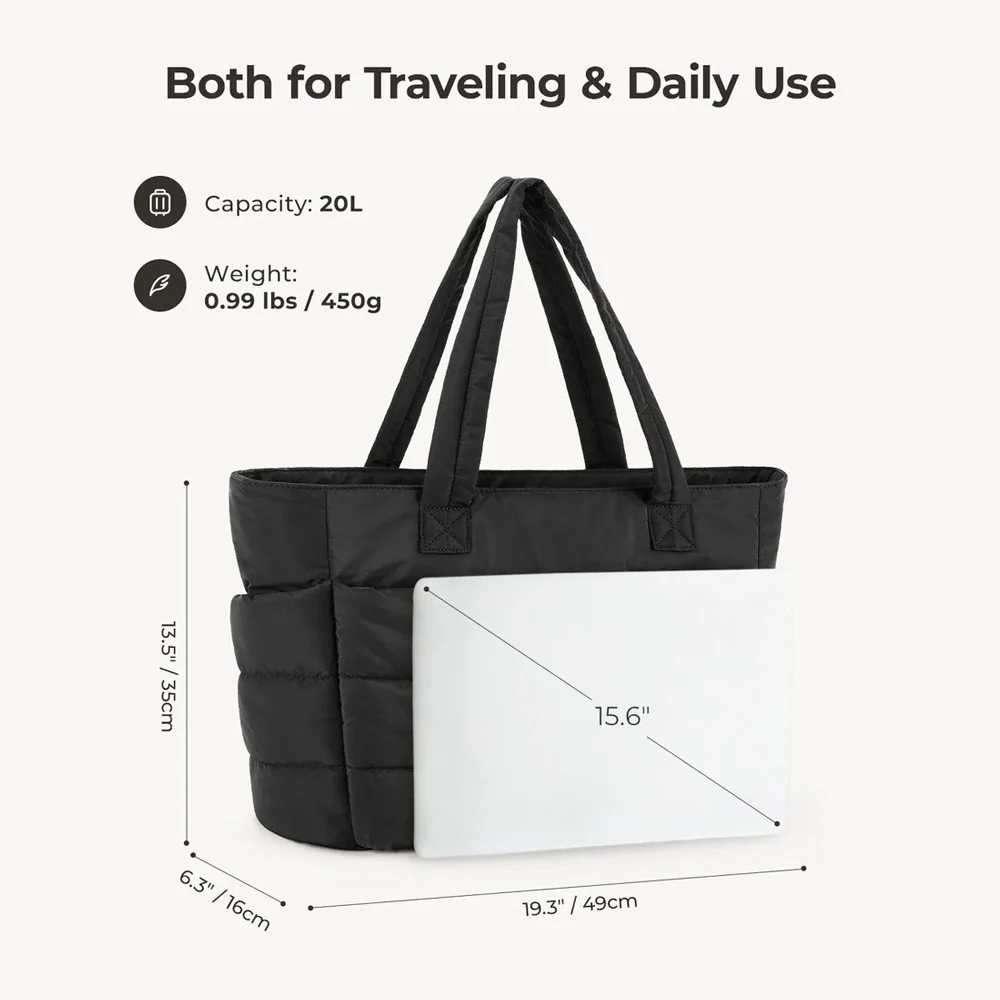 Puffy Work Tote Bag - Black - Image 3
