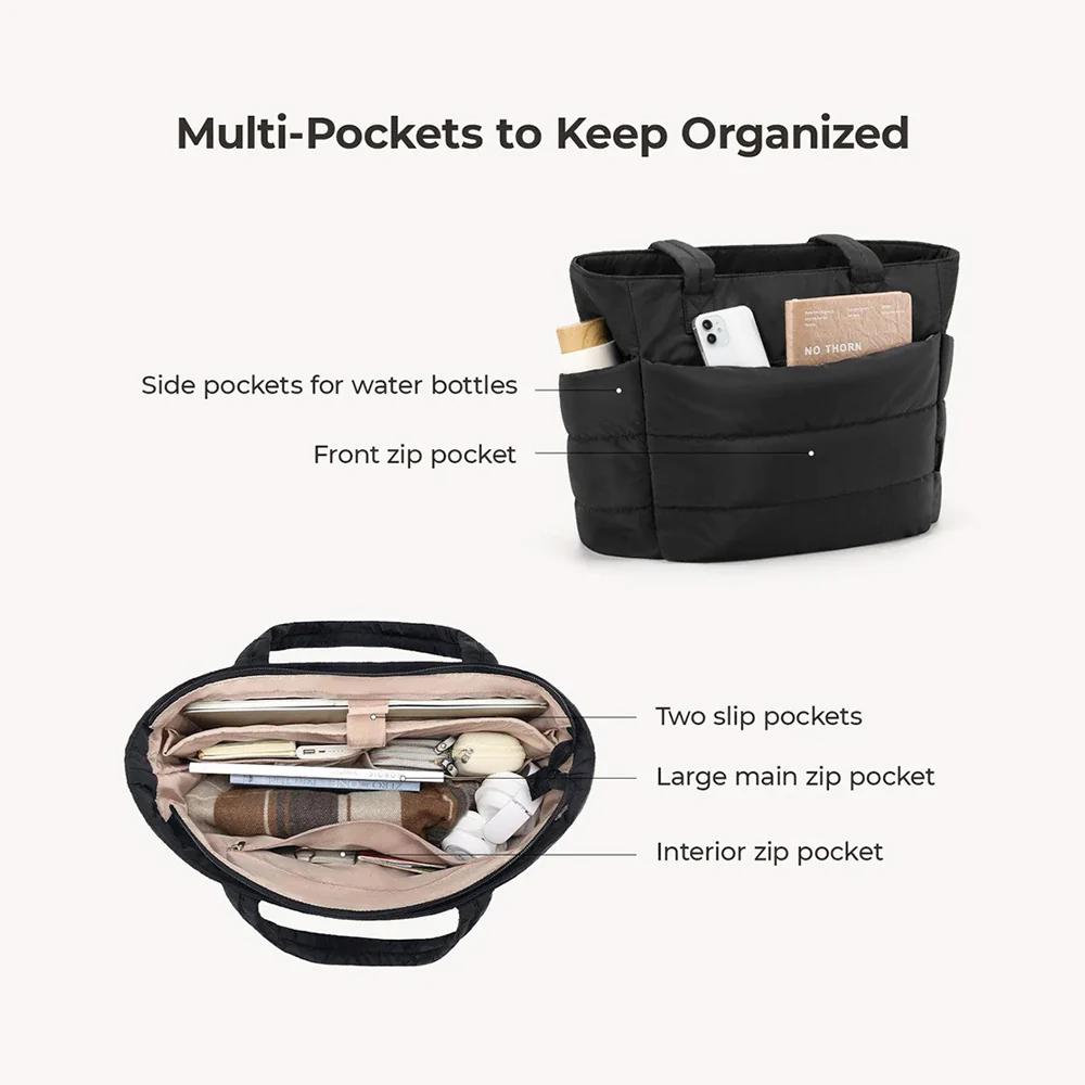 Puffy Work Tote Bag - Black - Image 4
