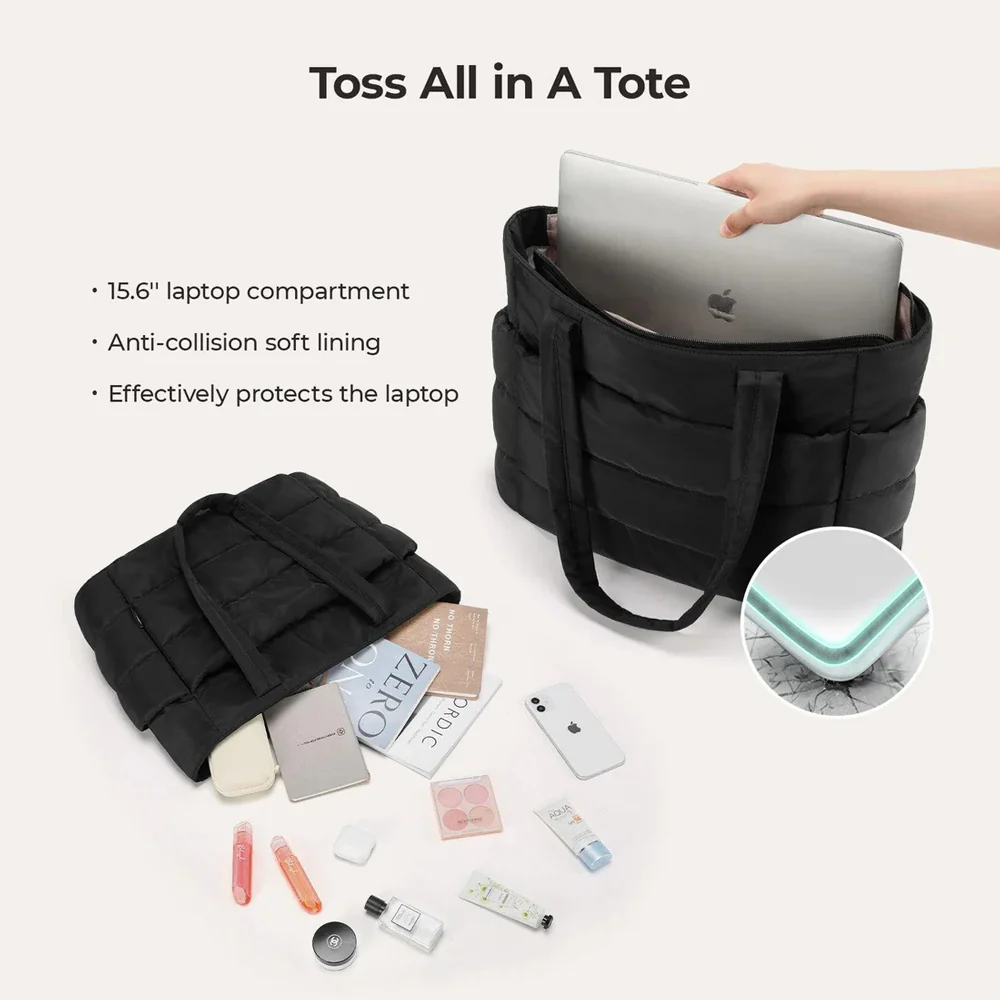 Puffy Work Tote Bag - Black - Image 5
