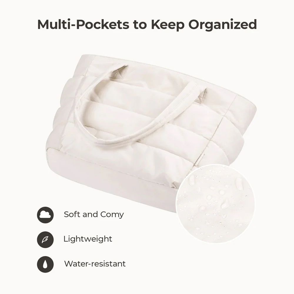 Puffy Work Tote Bag - Light Beige - Image 6
