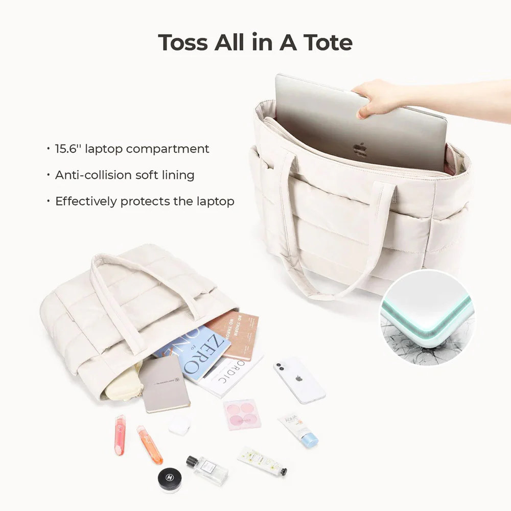 Puffy Work Tote Bag - Light Beige - Image 8