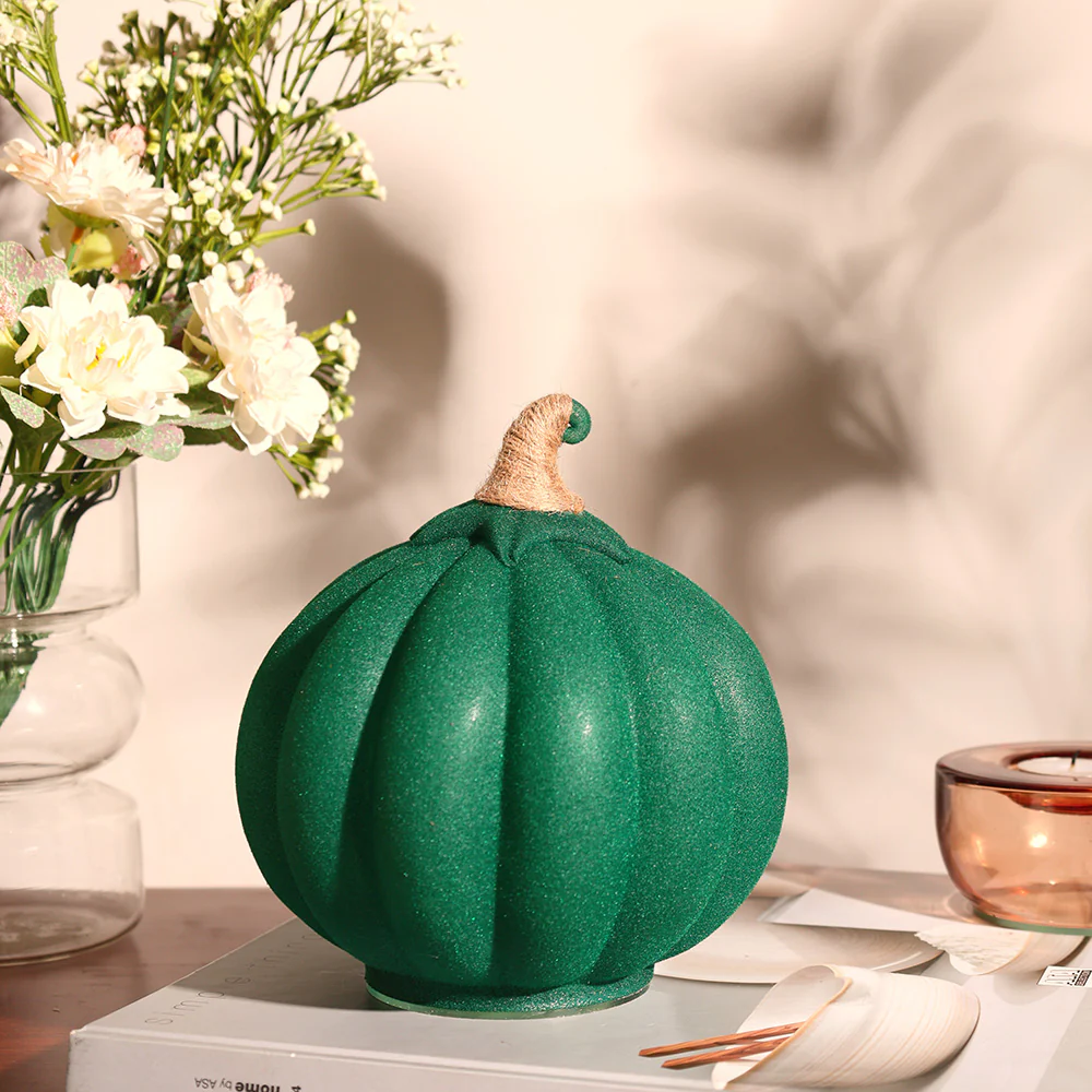 Pumpkin Glass Decorative Accent - Emerald Green - Image 4