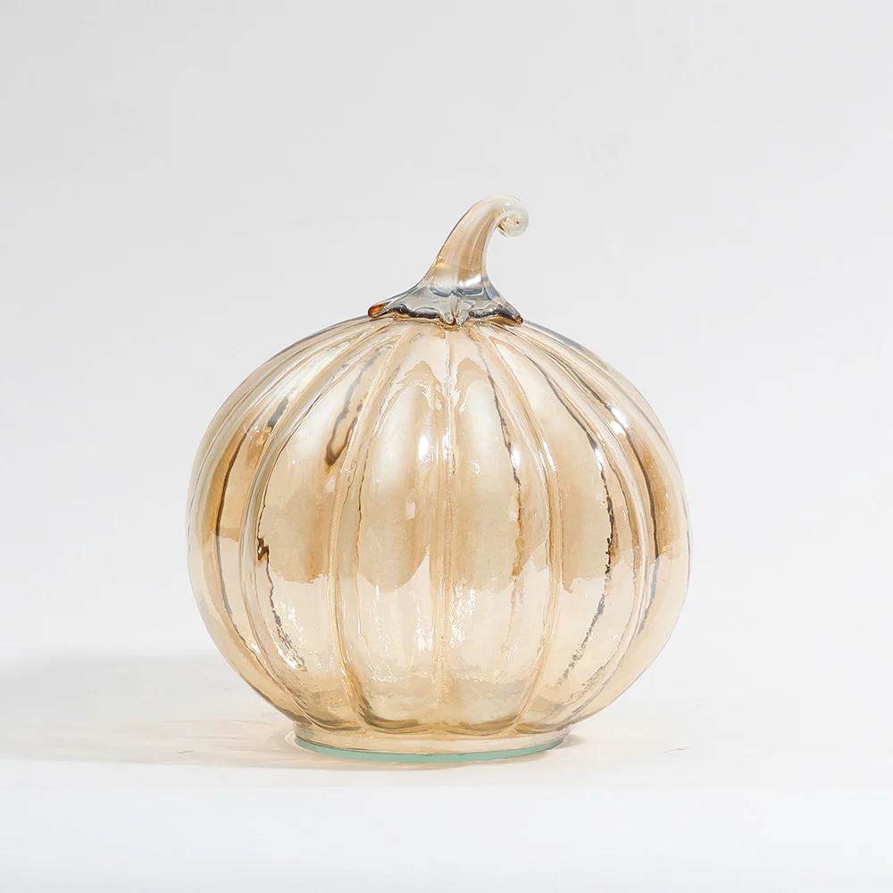 Pumpkin Glass Decorative Accent - Honey Gold - Image 3