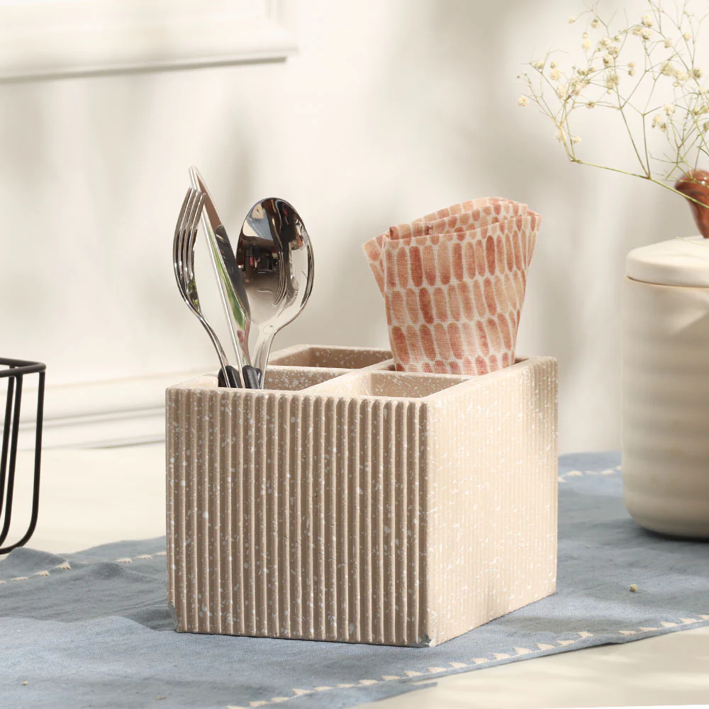 Quad Concrete Cutlery Holder - Speckled Taupe - Image 4