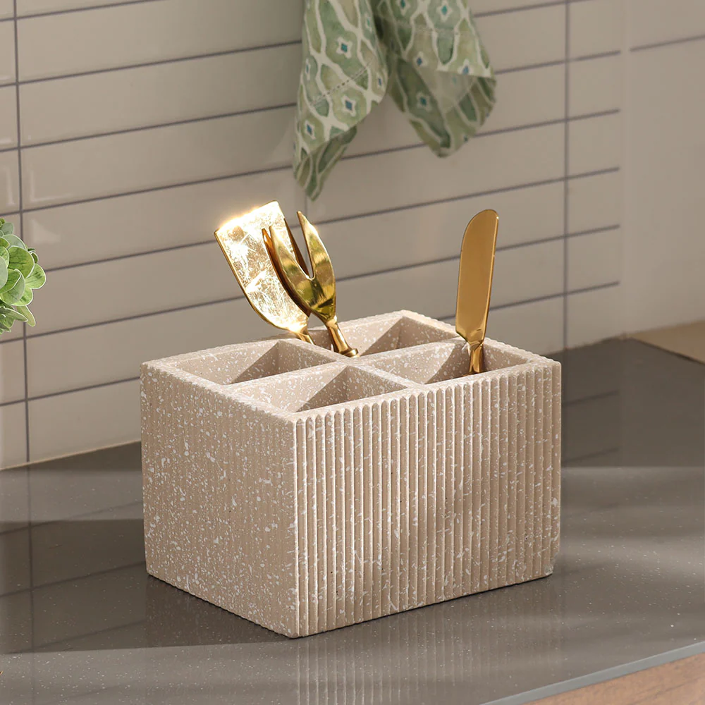 Quad Concrete Cutlery Holder - Speckled Taupe - Image 7