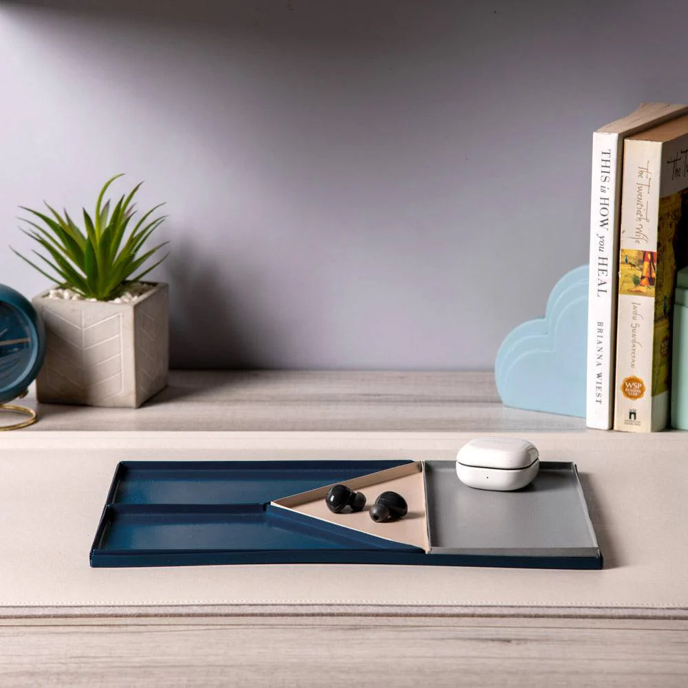 Quattro Metal Desk Tray Set - Blue Taupe - Image 4