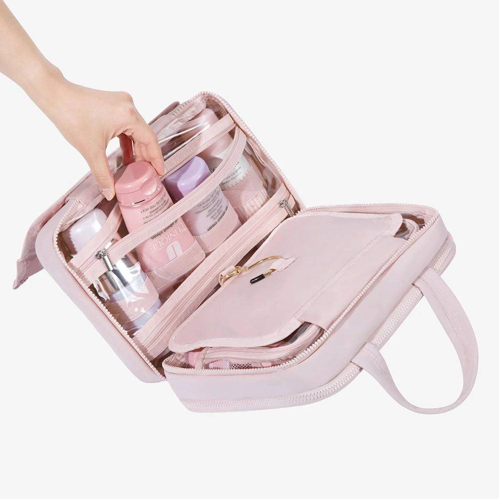 Quilted Hanging Toiletry Bag Large - Pink - Image 3