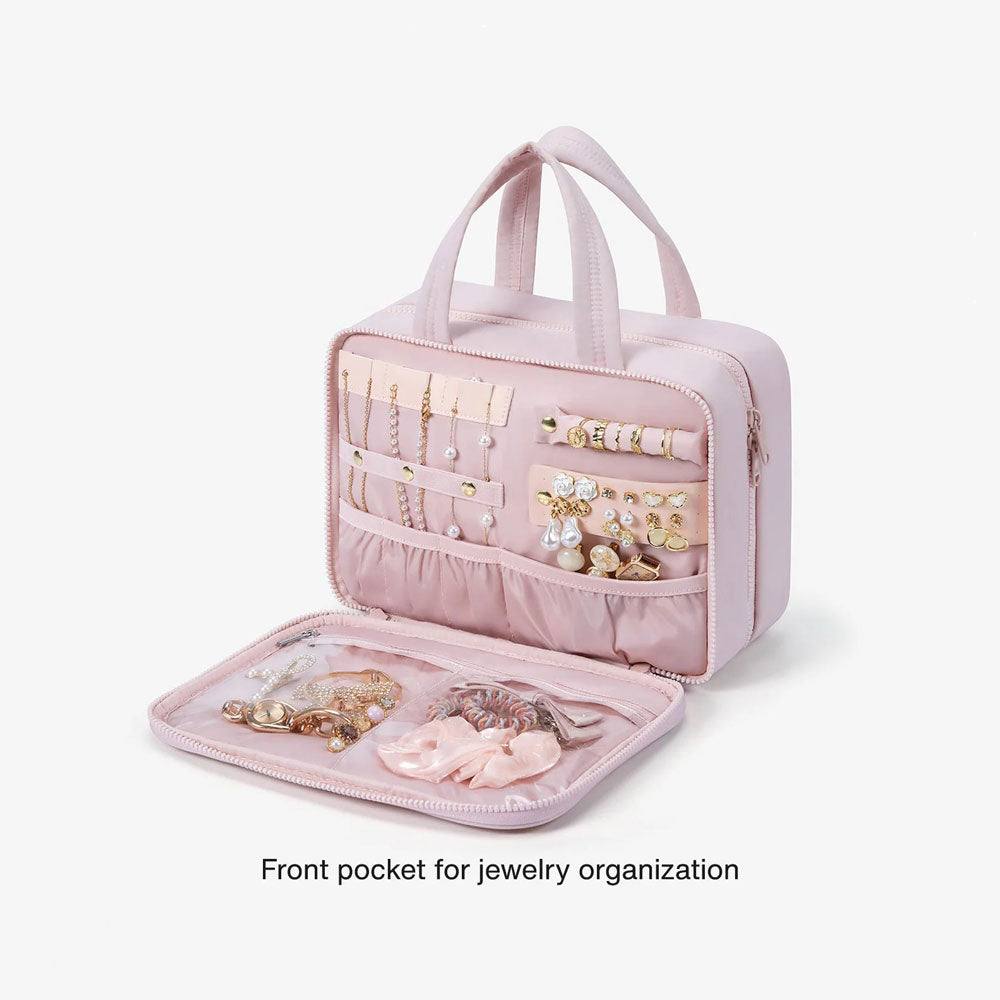 Quilted Hanging Toiletry Bag Large - Pink - Image 7