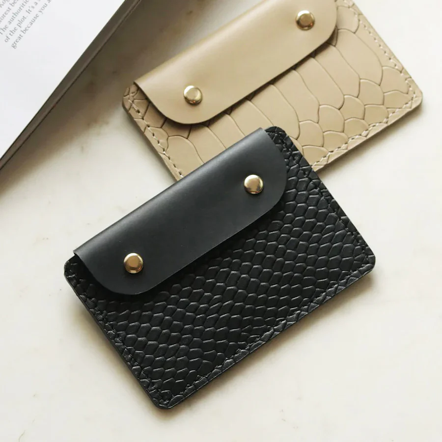 Quinn Croc Card Case - Black - Image 2