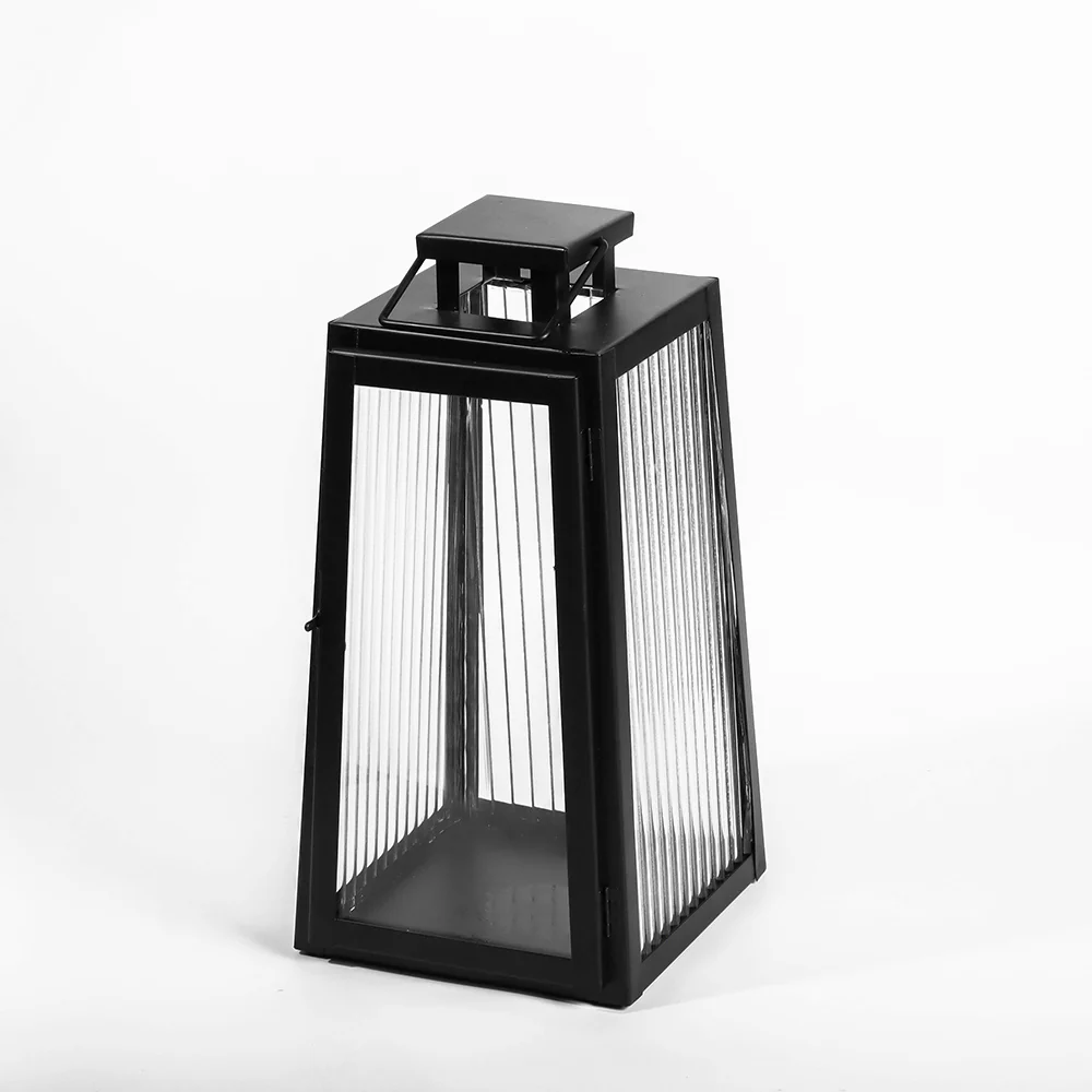 Quinn Glass and Metal Lantern Medium - Black - Image 3