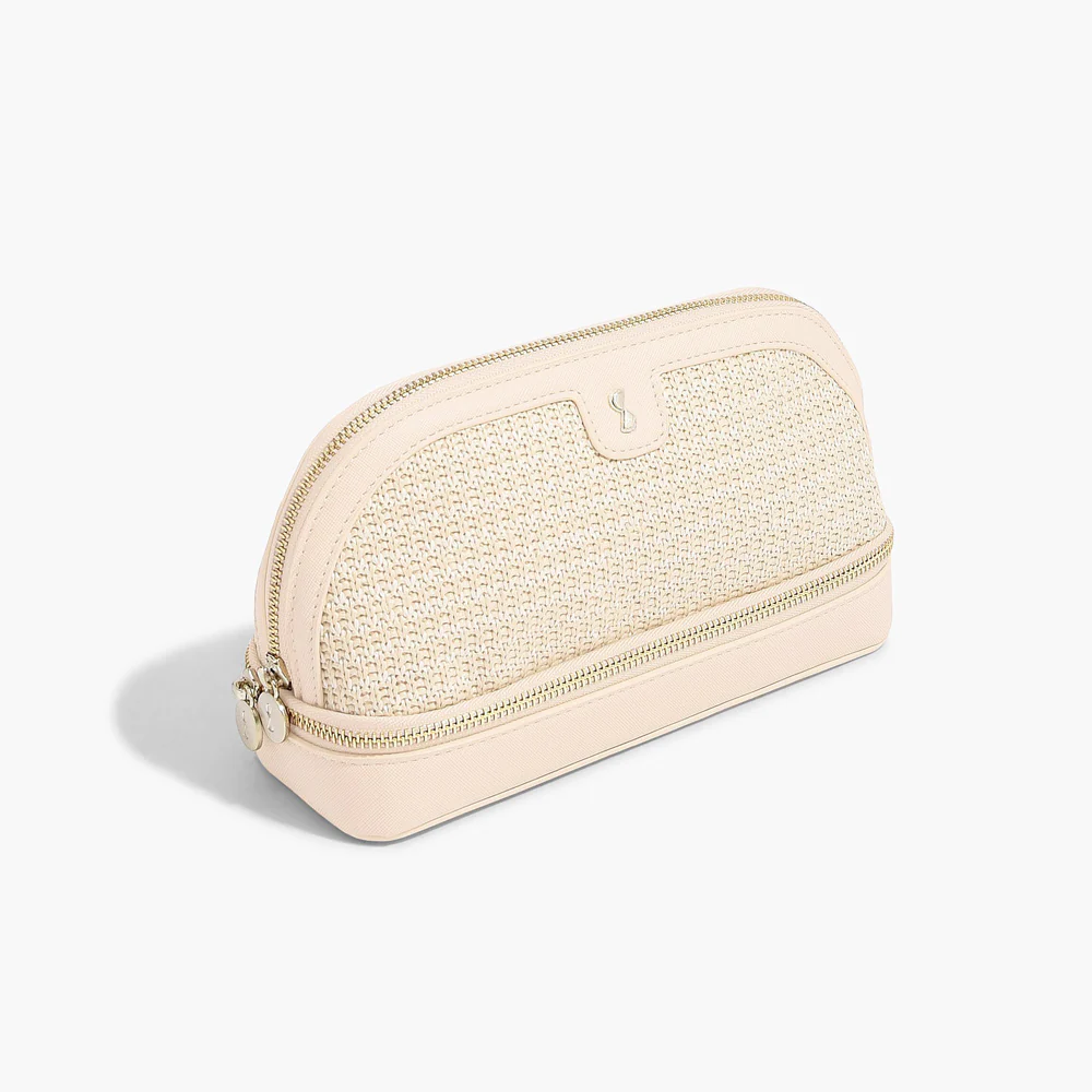 Raffia Cosmetic Bag - Blush Pink - Image 2