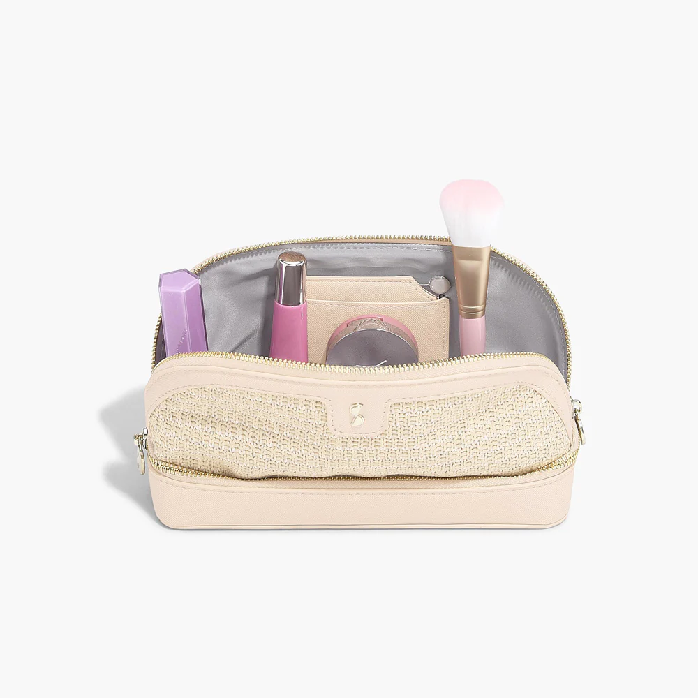 Raffia Cosmetic Bag - Blush Pink - Image 3