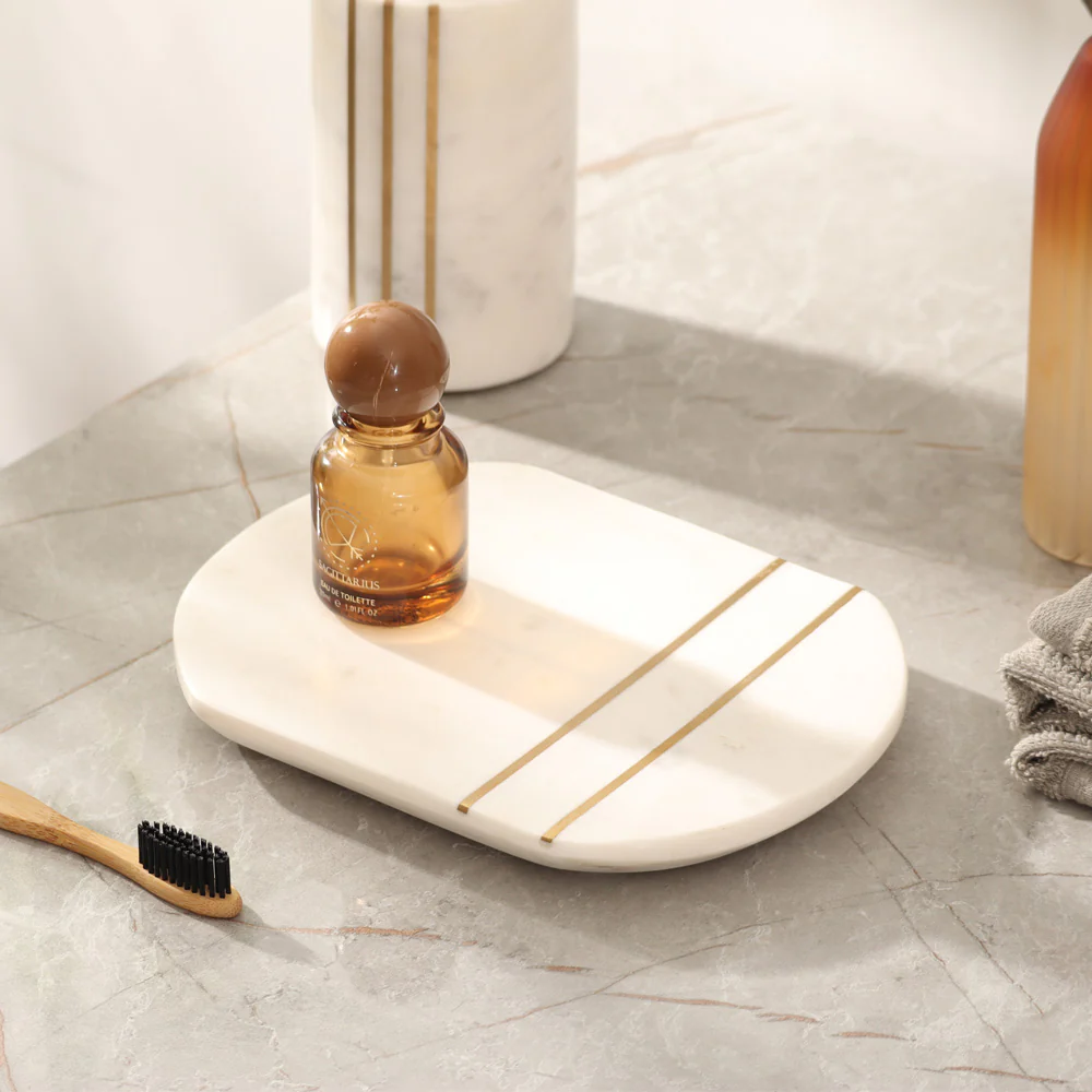 Raya Marble Valet Tray - White Gold - Image 2