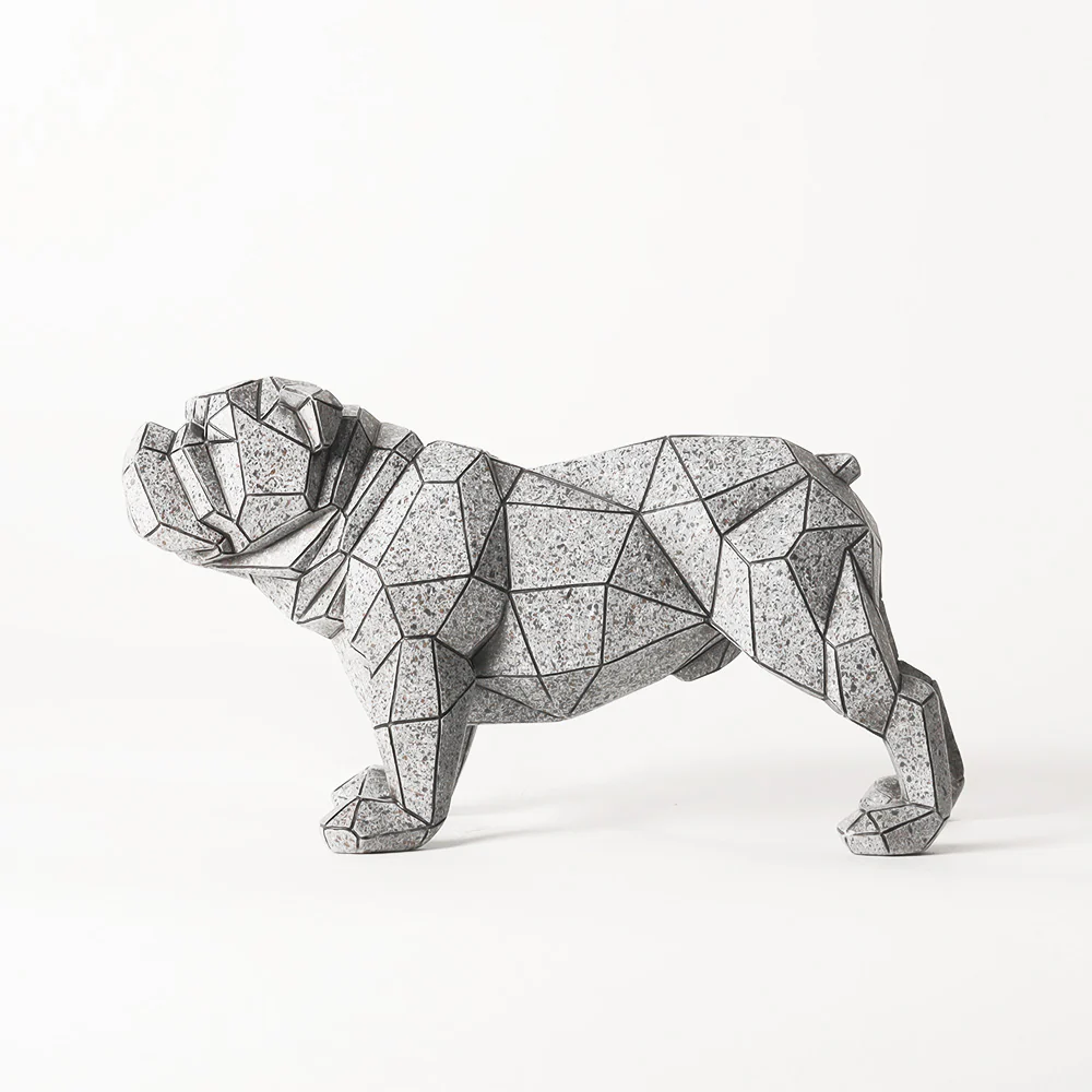Rebel Patterned Bulldog Sculpture - Grey - Image 3
