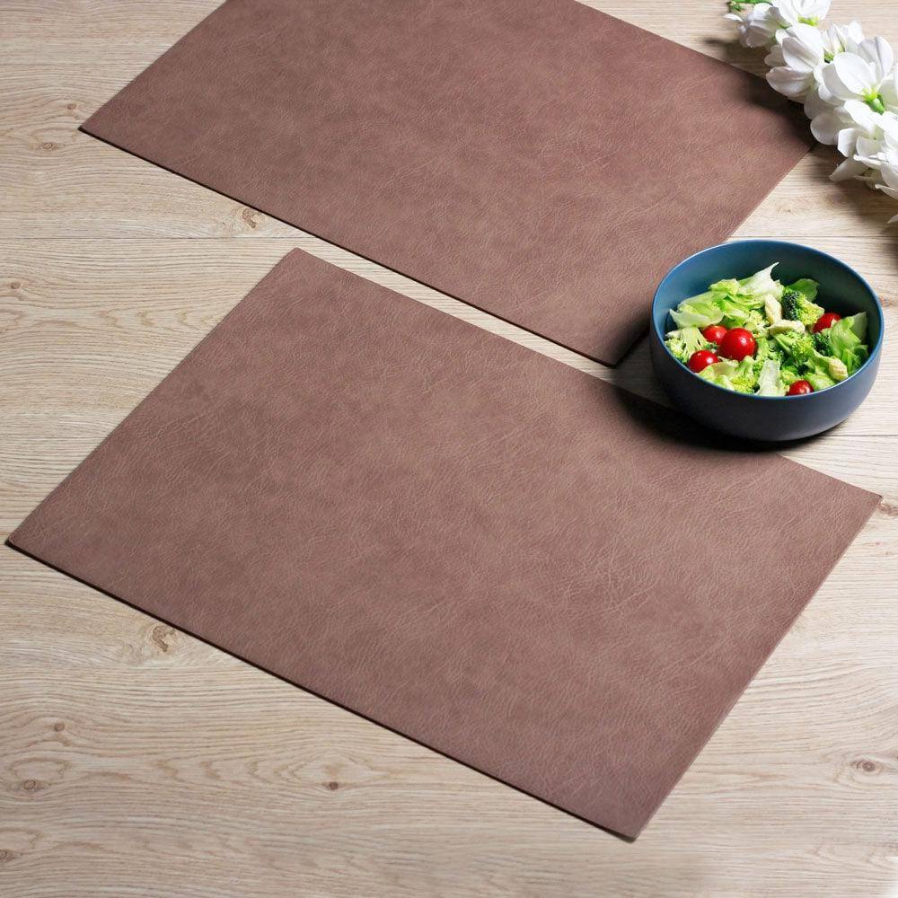 Rectangular Faux Leather Placemats, Set of 2 - Nougat