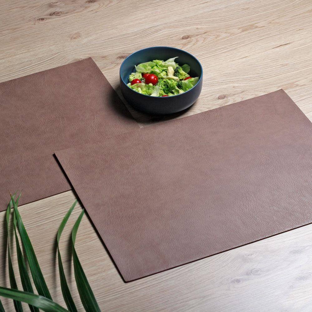 Rectangular Faux Leather Placemats, Set of 2 - Nougat - Image 2