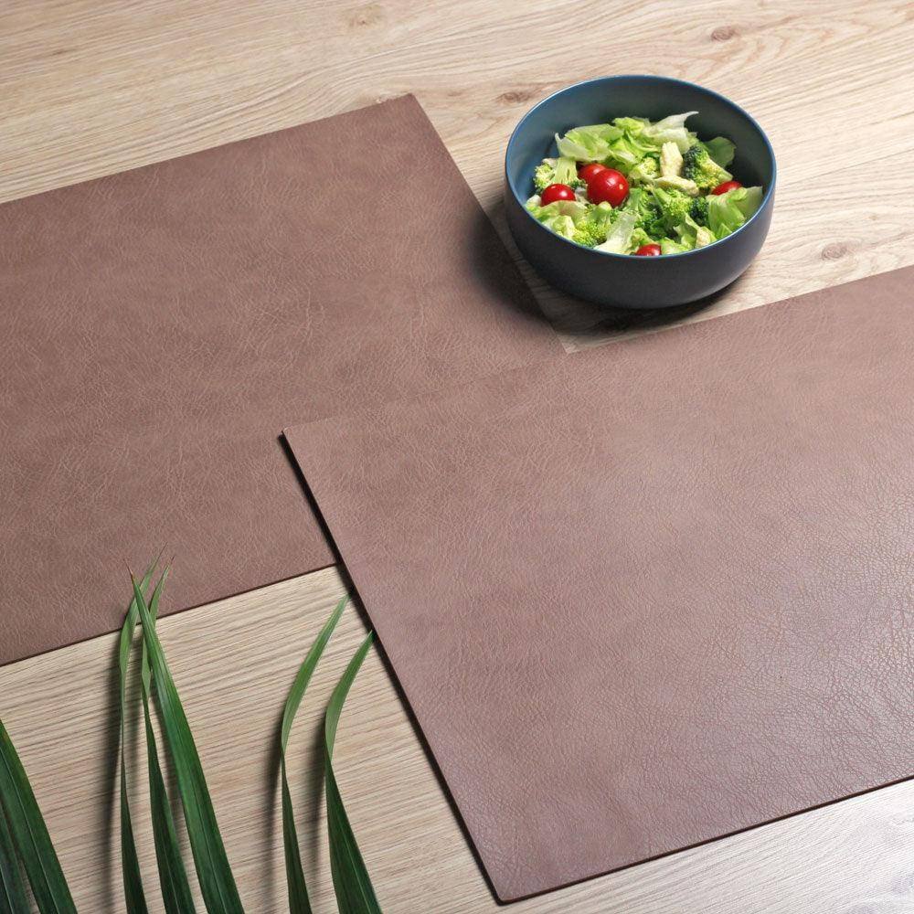 Rectangular Faux Leather Placemats, Set of 2 - Nougat - Image 4