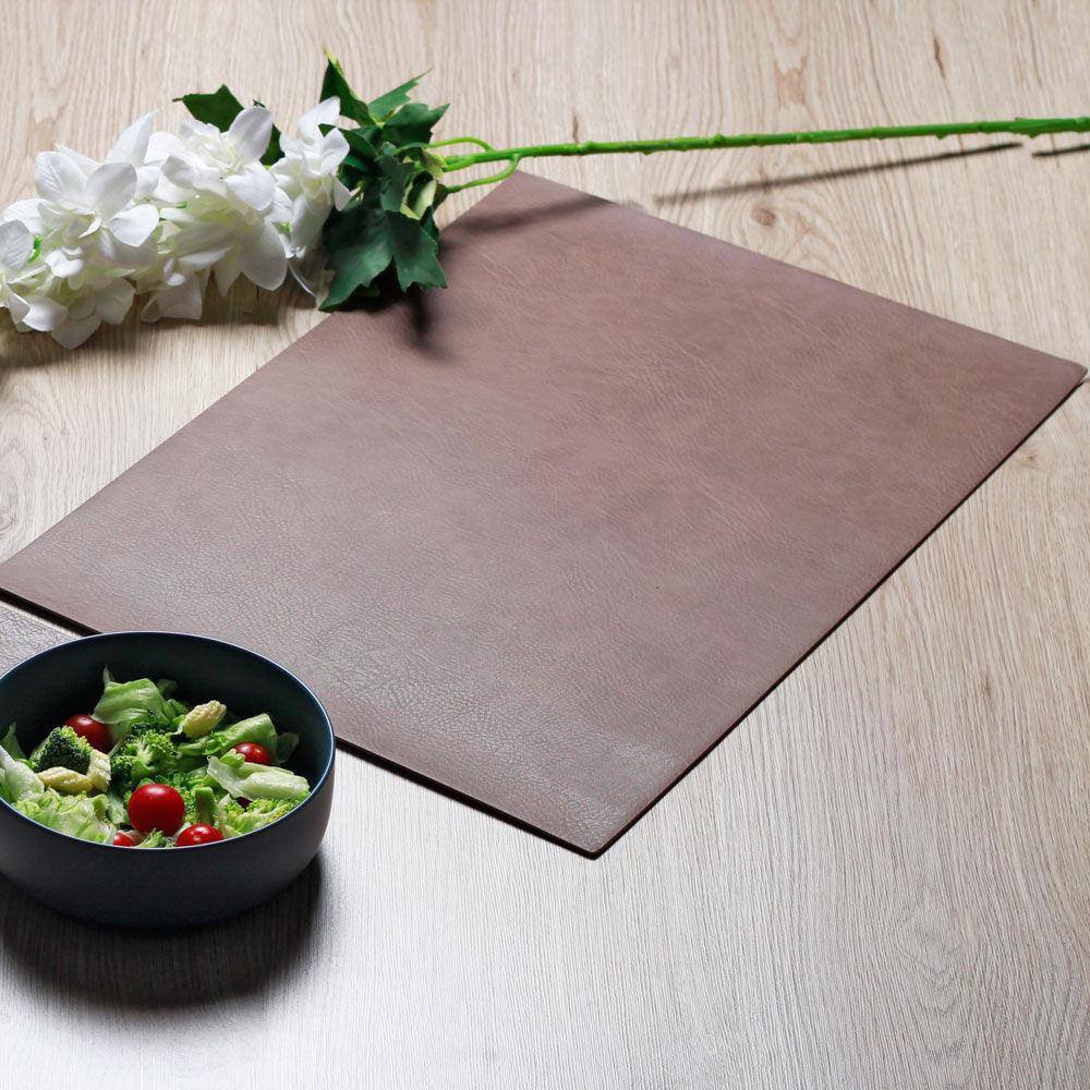 Rectangular Faux Leather Placemats, Set of 2 - Nougat - Image 5