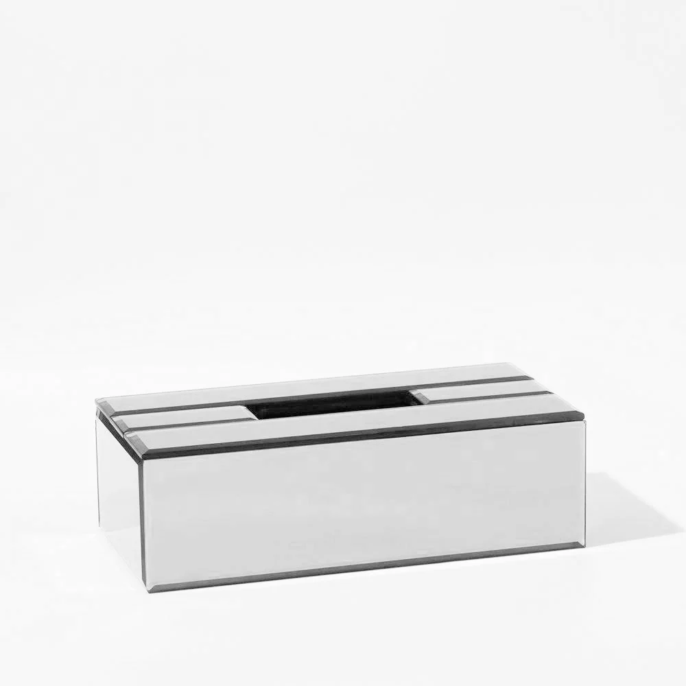 Rectangular Mirror Tissue Box Holder - Silver - Image 5