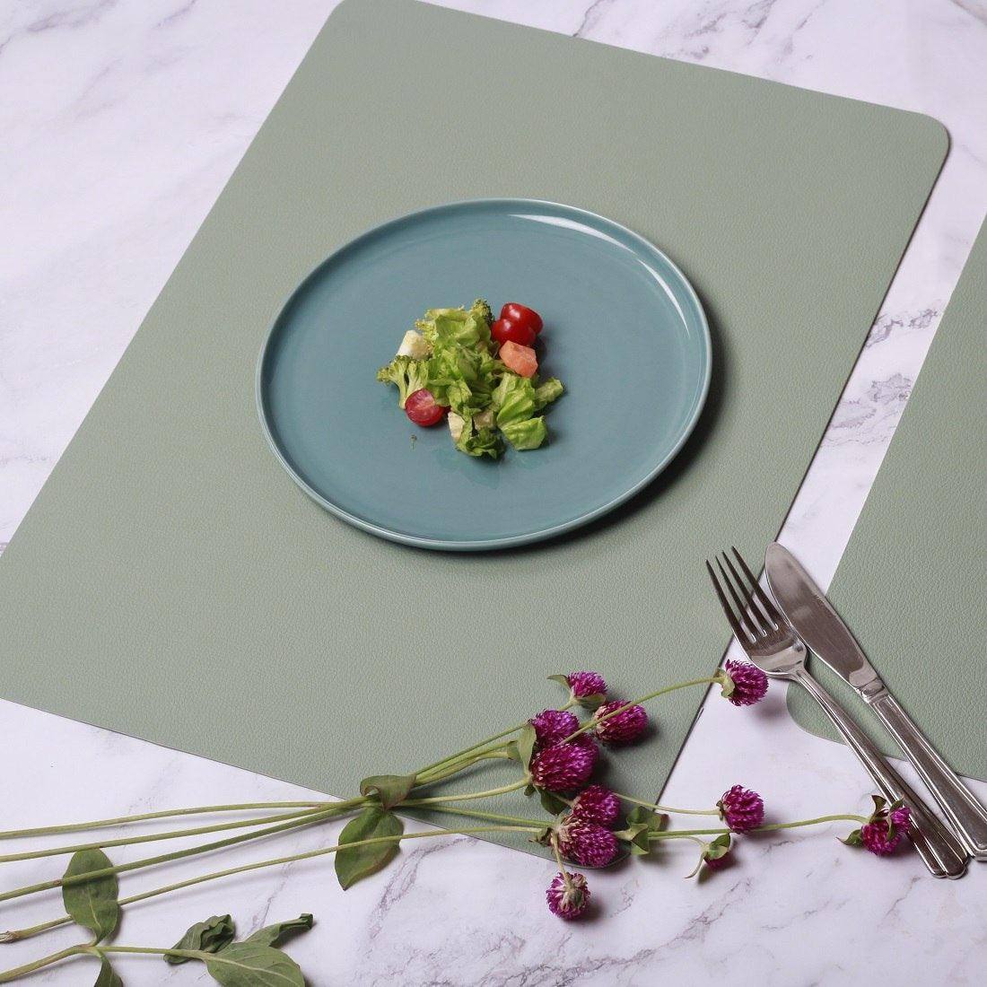Rectangular Fine Faux Leather Placemats, Set of 2 - Mint - Image 5