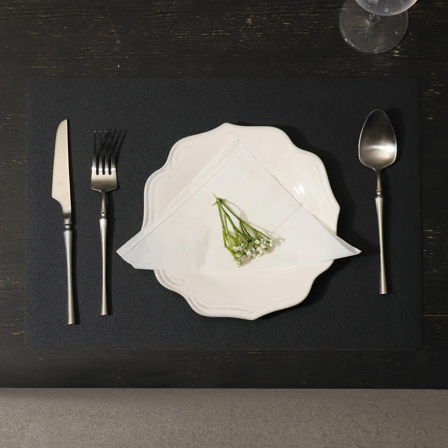 Rectangular Reversible Placemats, Set of 6 - Black Tan - Image 5