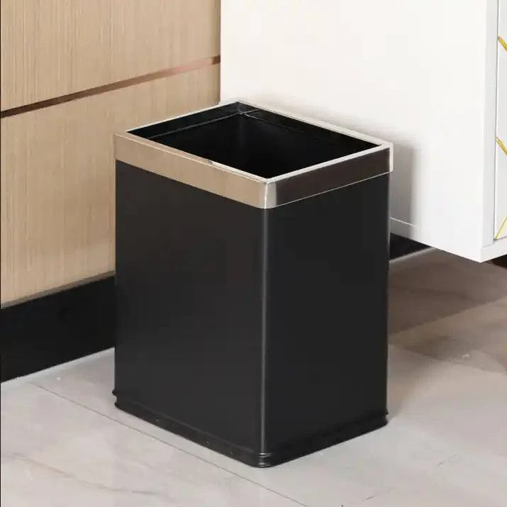 Rectangular Waste Bin 10L - Black & Steel