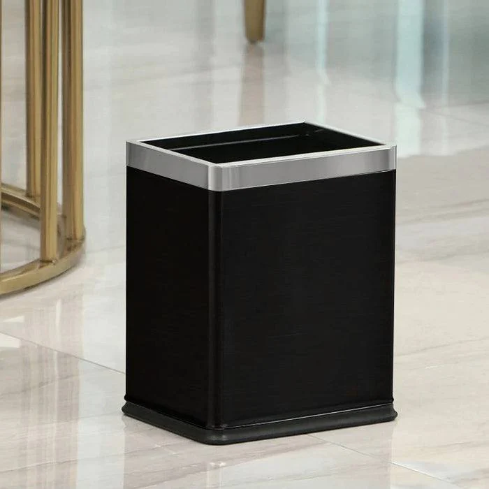 Rectangular Waste Bin 10L - Black & Steel - Image 5