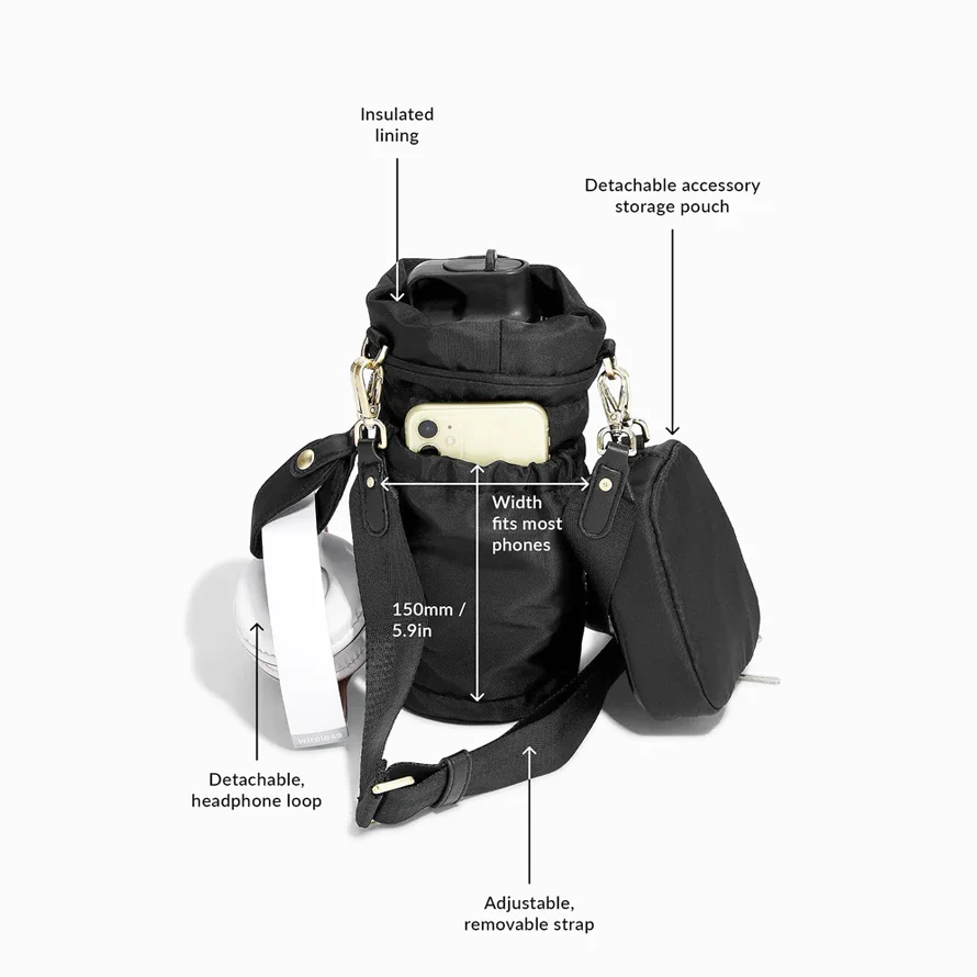 Recycled Nylon Bottle Sling Bag and Pouch Duo - Black - Image 4