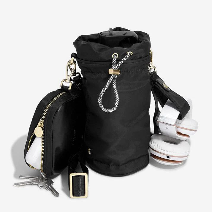Recycled Nylon Bottle Sling Bag and Pouch Duo - Black - Image 6