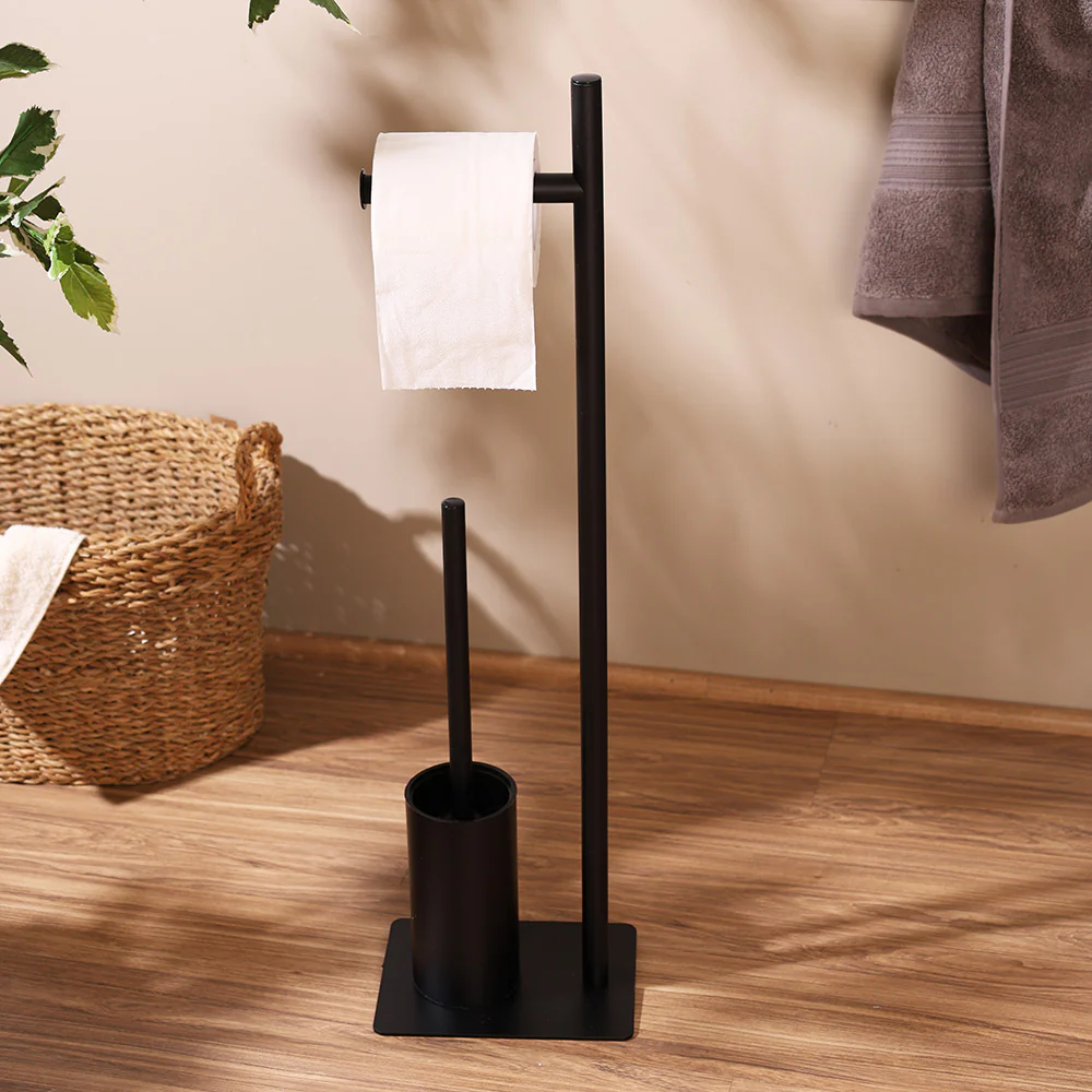 Reed Toilet Brush and Roll Holder - Black - Image 2