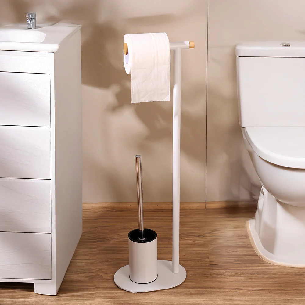 Reed Toilet Brush and Roll Holder - White