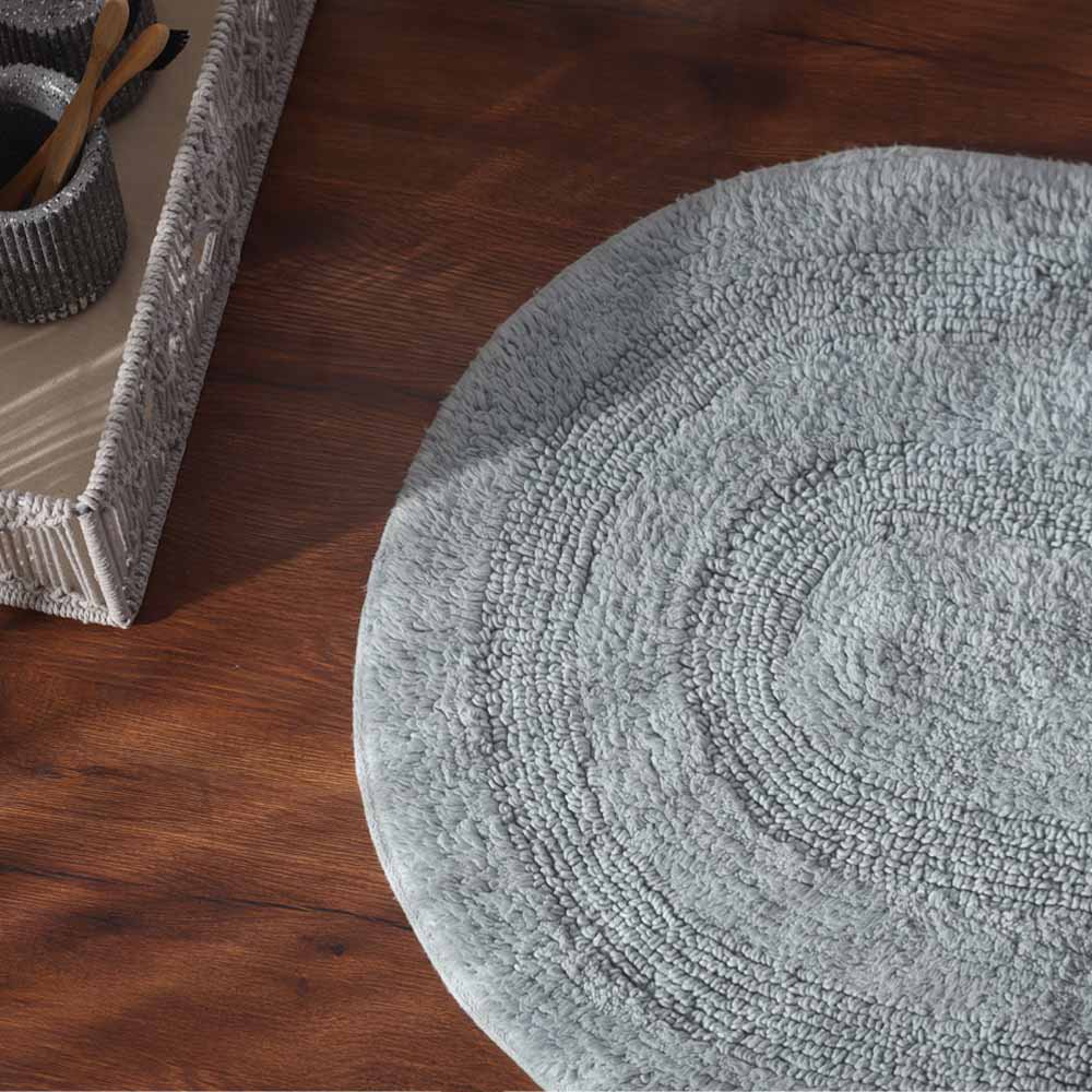 Regency Striped Oval Loop-Tufted Bathmat - Light Blue - Image 4