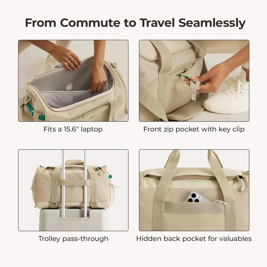 Reiki Gym Duffel Bag - Beige - Image 6