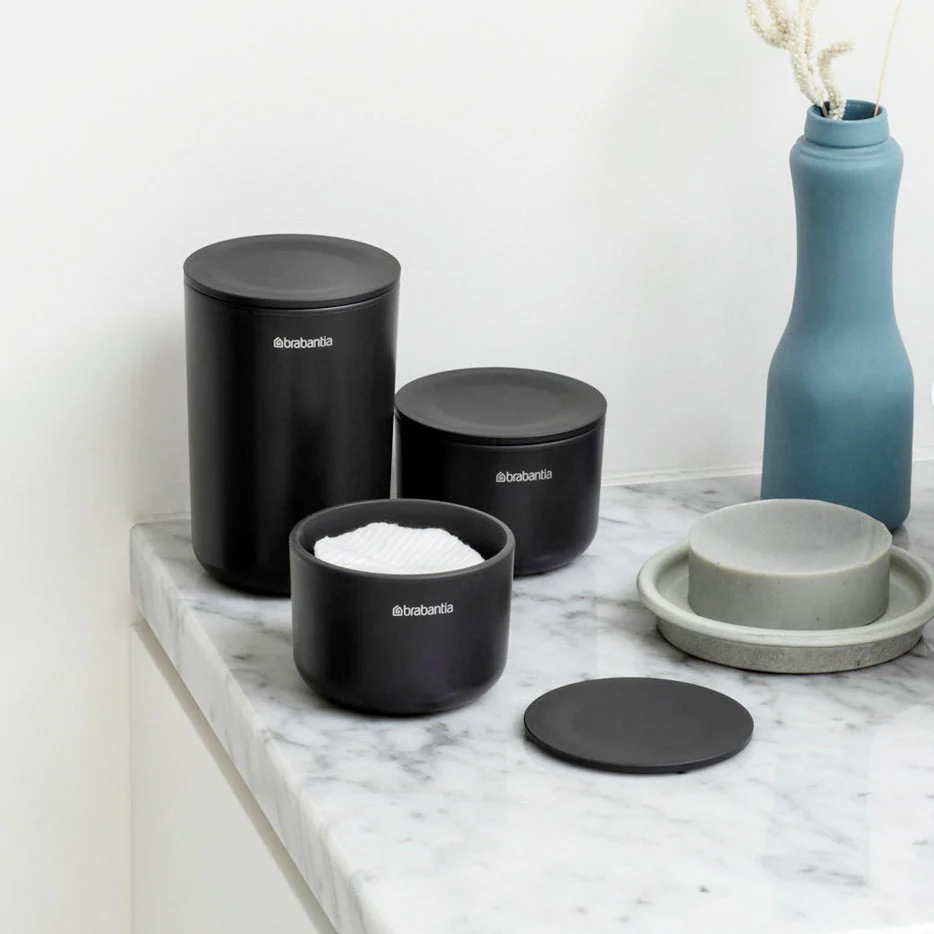 ReNew Bathroom Storage Pots, Set of 3 - Dark Grey