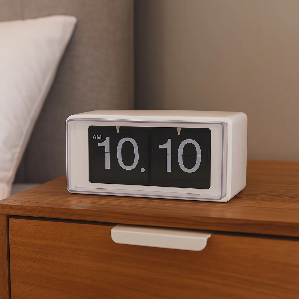 Retro Boxed Flip Table Clock - White - Image 2
