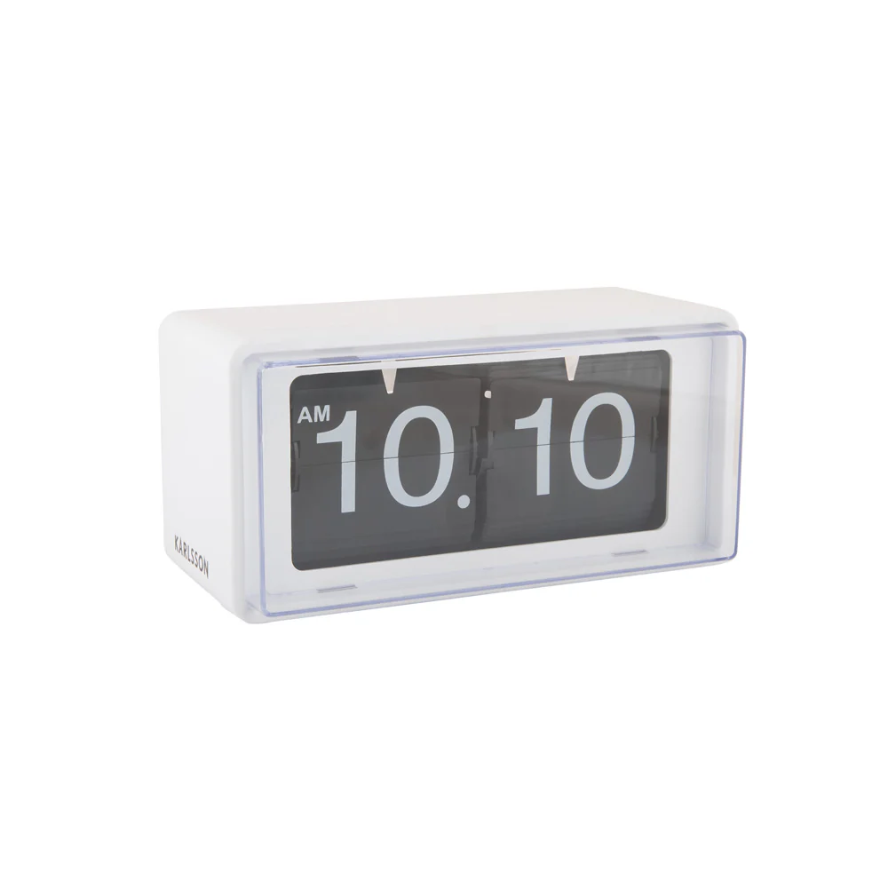 Retro Boxed Flip Table Clock - White - Image 3