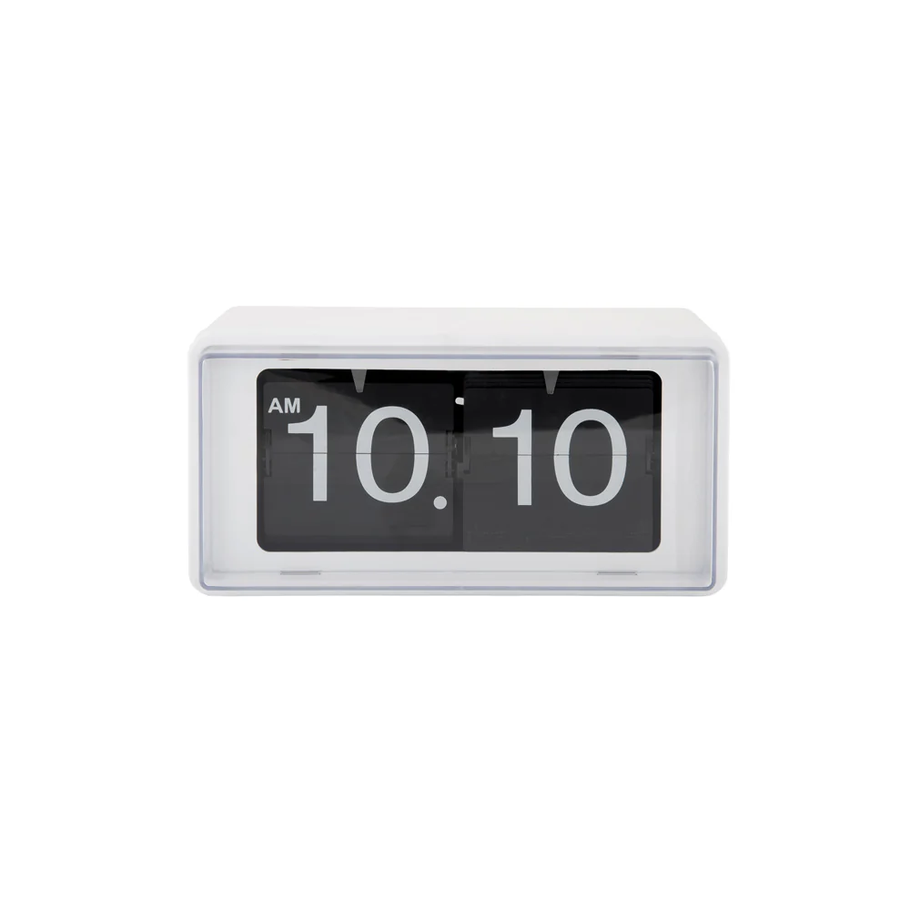 Retro Boxed Flip Table Clock - White - Image 4