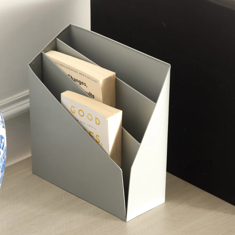 Retro Metal Magazine Holder - Grey - Image 2