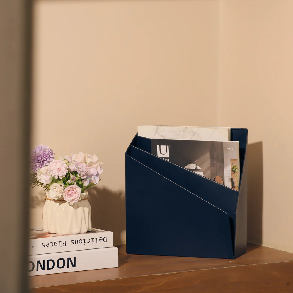 Retro Metal Magazine Holder - Ink Blue - Image 4
