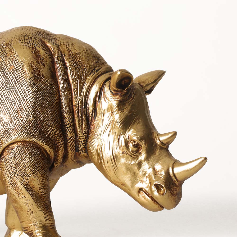 Rhinoceros Decorative Sculpture - Rough Gold - Image 5