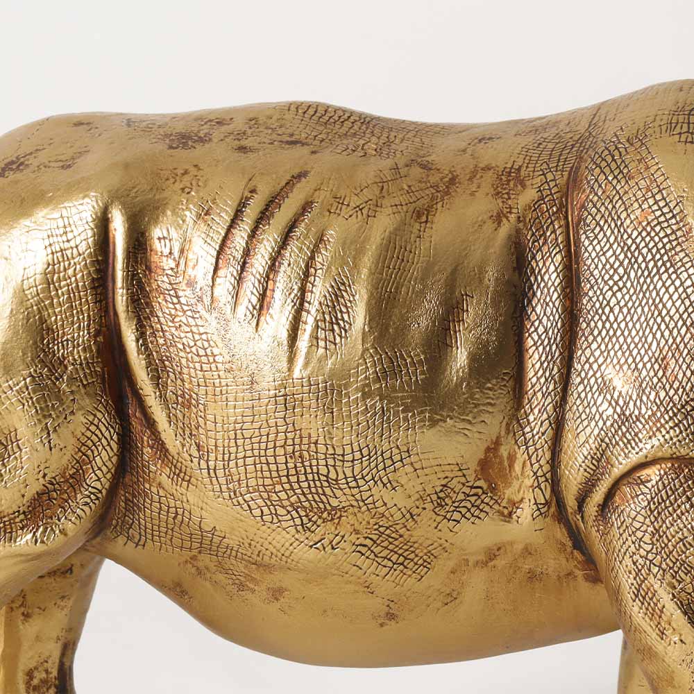 Rhinoceros Decorative Sculpture - Rough Gold - Image 6