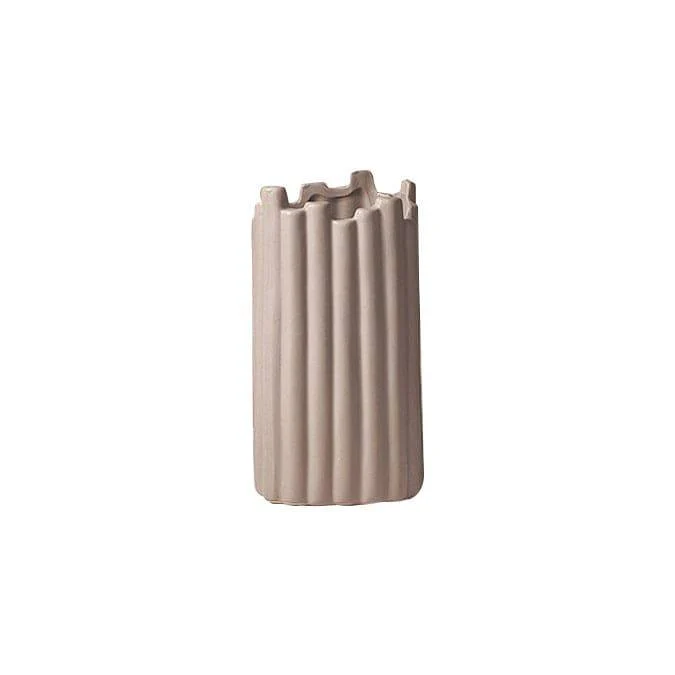 Ribbed Ceramic Vase - Taupe - Image 3