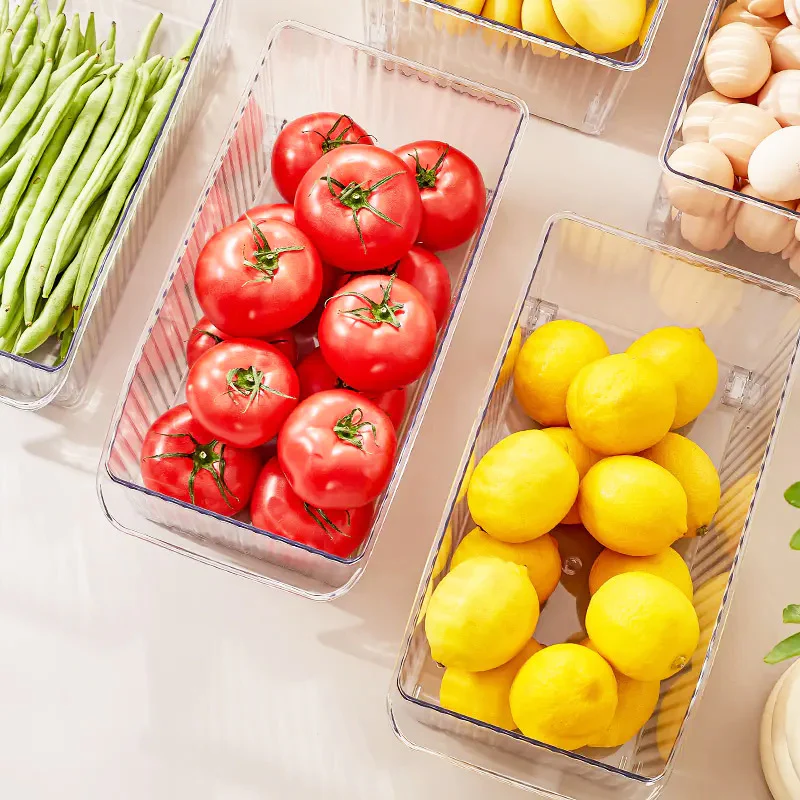Ribbed Deep Fridge Storage Bin - Clear - Image 4
