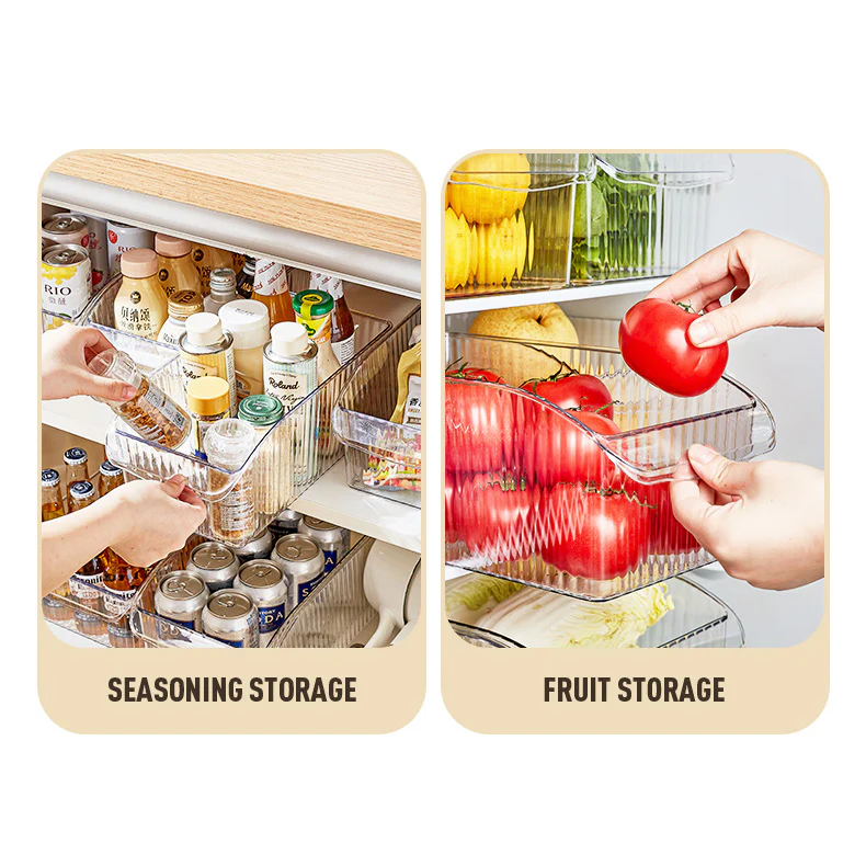 Ribbed Deep Fridge Storage Bin - Clear - Image 6